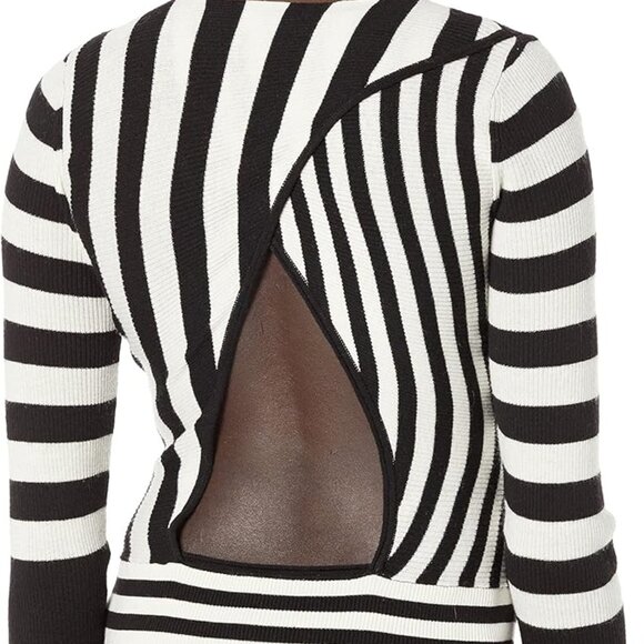 TOME Collective Unique Mixed Stripe top Twist Front V neck Knit Sweater XS - Picture 3 of 8
